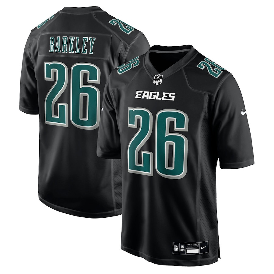 Saquon Barkley 26 Philadelphia Eagles Fashion Game Men Jersey - Carbon Black JS3974 nicesnker