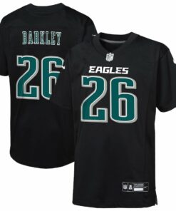 Saquon Barkley 26 Philadelphia Eagles Fashion Game YOUTH Jersey - Carbon Black JS9739 nicesnker