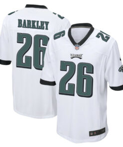 Saquon Barkley 26 Philadelphia Eagles Game Men Jersey - White JS9355 nicesnker