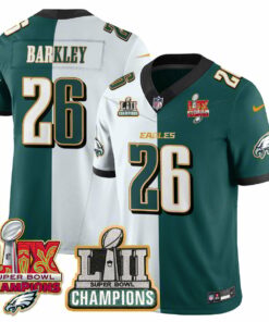 Saquon Barkley 26 Philadelphia Eagles LII-LIX Super Bowl Champions Vapor Limited Gold Jersey - Split JS5723 nicesnker