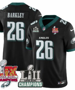 Saquon Barkley 26 Philadelphia Eagles LII-LIX Super Bowl Champions Vapor Limited Jersey - Black JS6402 nicesnker