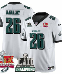 Saquon Barkley 26 Philadelphia Eagles LII-LIX Super Bowl Champions Vapor Limited Jersey - White JS7399 nicesnker