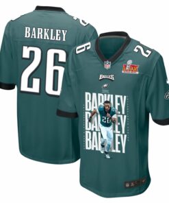 Saquon Barkley 26 Philadelphia Eagles 'Saquontum Leap' Game Men Jersey - Midnight Green JS1360 nicesnker