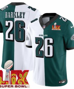Saquon Barkley 26 Philadelphia Eagles Super Bowl Champions LIX Patch Vapor Limited Jersey - Split JS9561 nicesnker