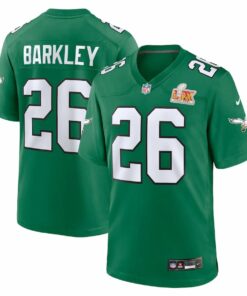 Saquon Barkley 26 Philadelphia Eagles Super Bowl LIX 2nd Alternate Game Jersey - Kelly Green JS4501 nicesnker