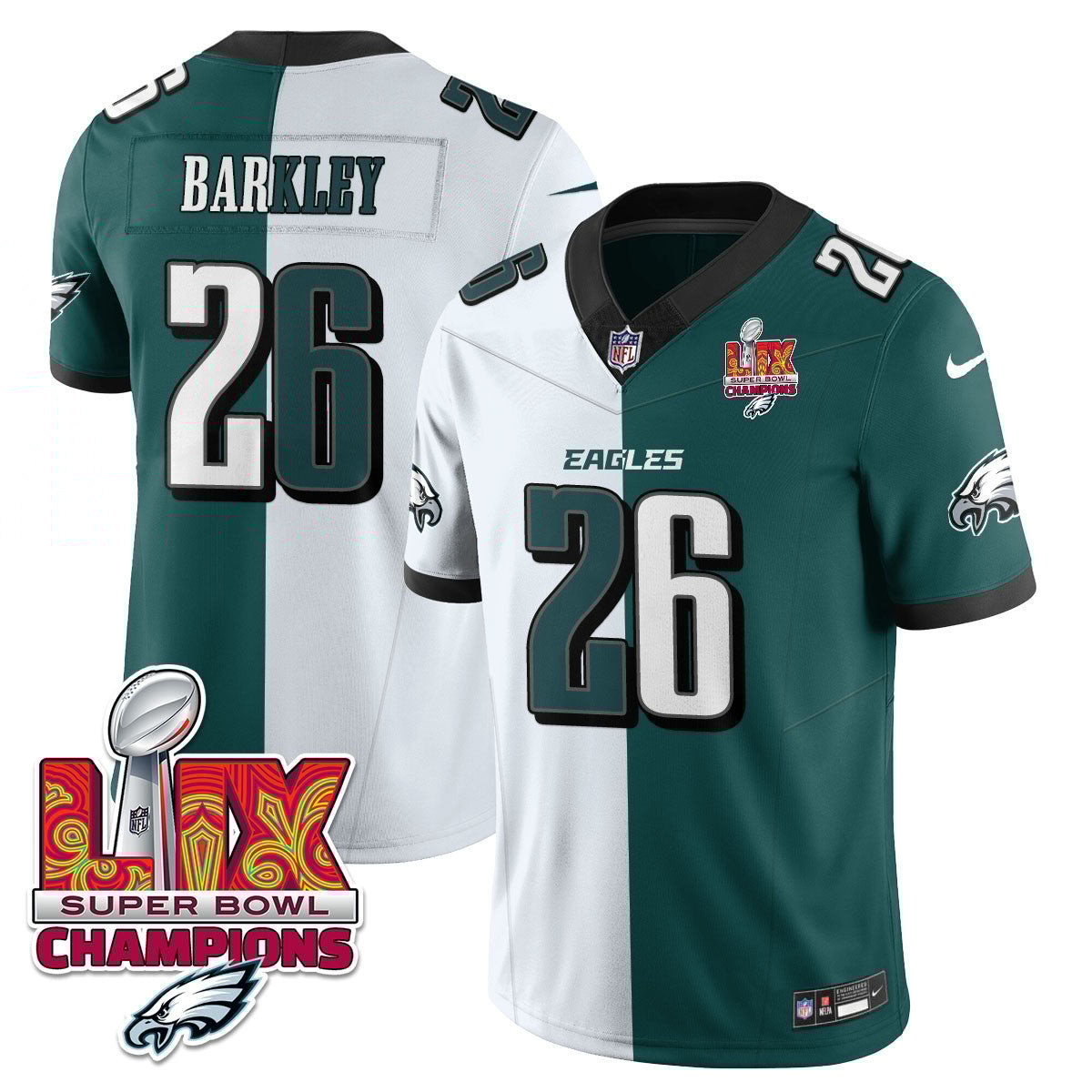 Saquon Barkley 26 Philadelphia Eagles Super Bowl LIX Champions Gold Vapor Limited Jersey - Split JS3646 nicesnker