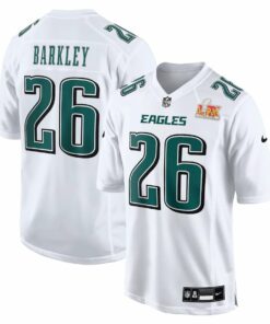Saquon Barkley 26 Philadelphia Eagles Super Bowl LIX Fashion Game Player Jersey - Tundra White JS7934 nicesnker