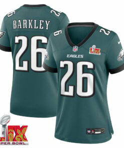 Saquon Barkley #26 Philadelphia Eagles Super Bowl LIX Women's Jersey - Midnight Green JS9901 nicesnker