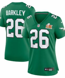 Saquon Barkley 26 Philadelphia Eagles Women's Super Bowl LIX 2nd Alternate Game Jersey - Kelly Green JS4978 nicesnker