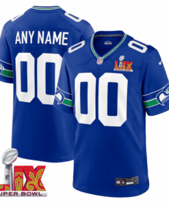 Seattle Seahawks Super Bowl LIX Patch Throwback Game Men Custom Jersey - Royal JS8485 nicesnker