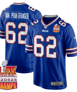 Sedrick Van Pran-Granger 62 Buffalo Bills Super Bowl LIX Champions Patch Game Men Jersey - Royal JS8970 nicesnker