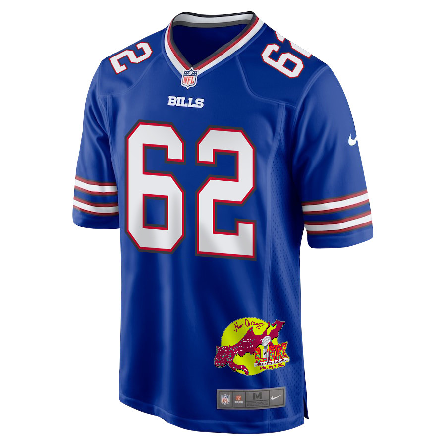 Sedrick Van Pran-Granger 62 Buffalo Bills Super Bowl LIX New Orleans Patch Game Men Jersey - Royal JS3296 nicesnker - Image 3