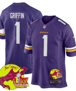 Shaq Griffin 1 Minnesota Vikings Super Bowl LIX New Orleans Patch Game Men Jersey - Purple JS9950 nicesnker