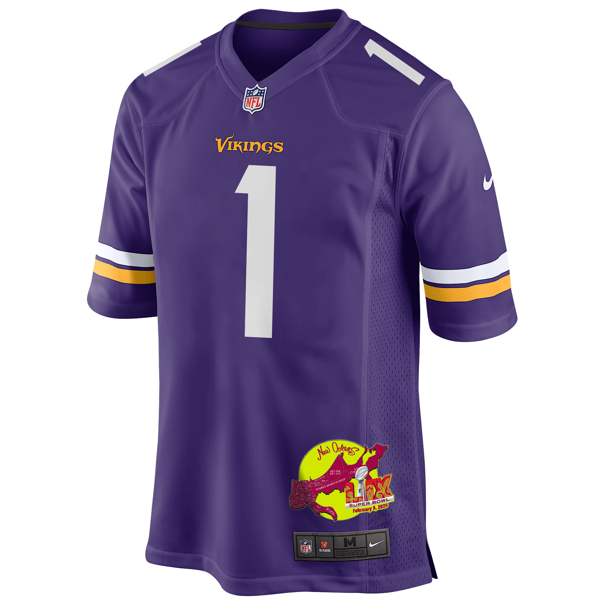 Shaq Griffin 1 Minnesota Vikings Super Bowl LIX New Orleans Patch Game Men Jersey - Purple JS9950 nicesnker - Image 3