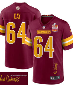 Sheldon Day 64 Washington Commanders Super Bowl LIX Champions Patch 'New Orleans - The Ultimate Showdown' EMBROIDERED Game Men Jersey - Burgundy JS4208 nicesnker