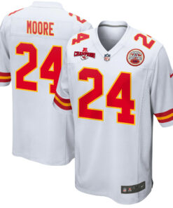 Skyy Moore 24 Kansas City Chiefs AFC Champions Patch Game Men Jersey - White JS2536 nicesnker