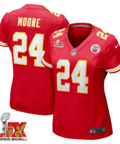 Skyy Moore #24 Kansas City Chiefs Super Bowl LIX Women's Jersey - Red JS8472 nicesnker