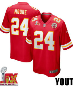 Skyy Moore #24 Kansas City Chiefs Super Bowl LIX YOUTH Jersey - Red JS4038 nicesnker