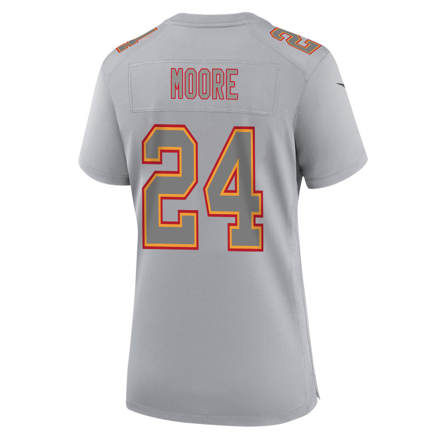 Skyy Moore 24 Kansas City Chiefs Super Bowl LVIII Champions 4X Atmosphere Fashion Game Women Jersey - Gray JS4793 nicesnker - Image 3