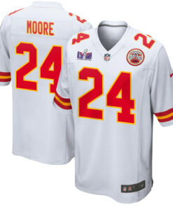 Skyy Moore 24 Kansas City Chiefs Super Bowl LVIII Patch Game Men Jersey - White JS3131 nicesnker