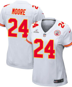 Skyy Moore 24 Kansas City Chiefs Super Bowl LVIII Patch Game Women Jersey - White JS2609 nicesnker