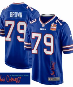 Spencer Brown 79 Buffalo Bills Super Bowl LIX Champions Patch 'New Orleans - A Symphony of Sport' EMBROIDERED Game Men Jersey - Royal JS1318 nicesnker