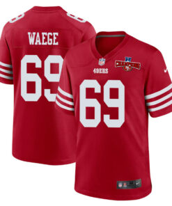 Spencer Waege 69 San Francisco 49ers NFC Champions Patch Game Men Jersey - Scarlet JS4267 nicesnker