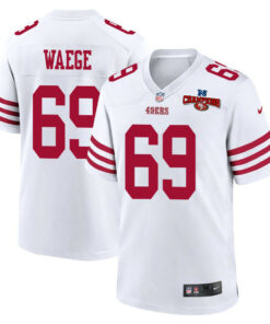 Spencer Waege 69 San Francisco 49ers NFC Champions Patch Game Men Jersey - White JS7448 nicesnker