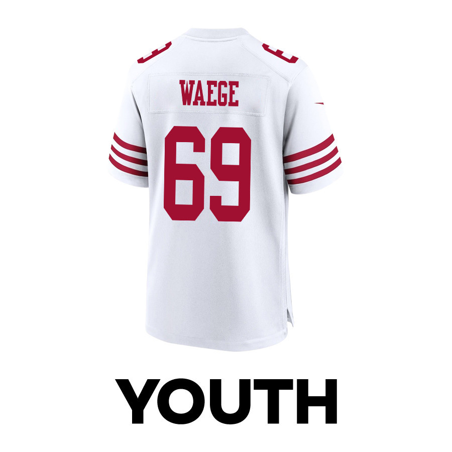 Spencer Waege 69 San Francisco 49ers Super Bowl LVIII Patch Game YOUTH Jersey - White JS9808 nicesnker - Image 3