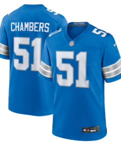 Steele Chambers 51 Detroit Lions Game Men Jersey - Blue JS2553 nicesnker
