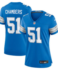 Steele Chambers 51 Detroit Lions Women's Game Jersey - Blue JS3773 nicesnker