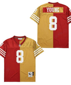 Steve Young 8 San Francisco 49ers Two-Toned Throwback Men Jersey - Yellow/Red JS4516 nicesnker