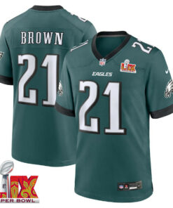 Sydney Brown #21 Philadelphia Eagles Super Bowl LIX Jersey - Men's - Midnight Green JS2844 nicesnker