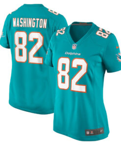 Tahj Washington 82 Miami Dolphins Women's Game Jersey - Aqua JS8401 nicesnker