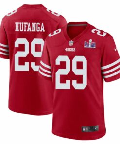 Talanoa Hufanga 29 San Francisco 49ers Super Bowl LVIII Patch Game Men Jersey - Scarlet JS4501 nicesnker