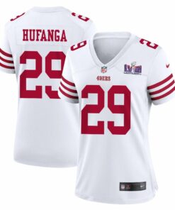 Talanoa Hufanga 29 San Francisco 49ers Super Bowl LVIII Patch Game Women Jersey - White JS9001 nicesnker