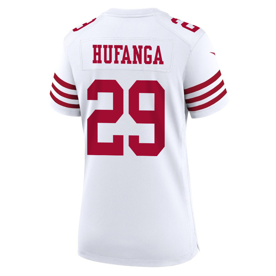 Talanoa Hufanga 29 San Francisco 49ers Super Bowl LVIII Patch Game Women Jersey - White JS9001 nicesnker - Image 3