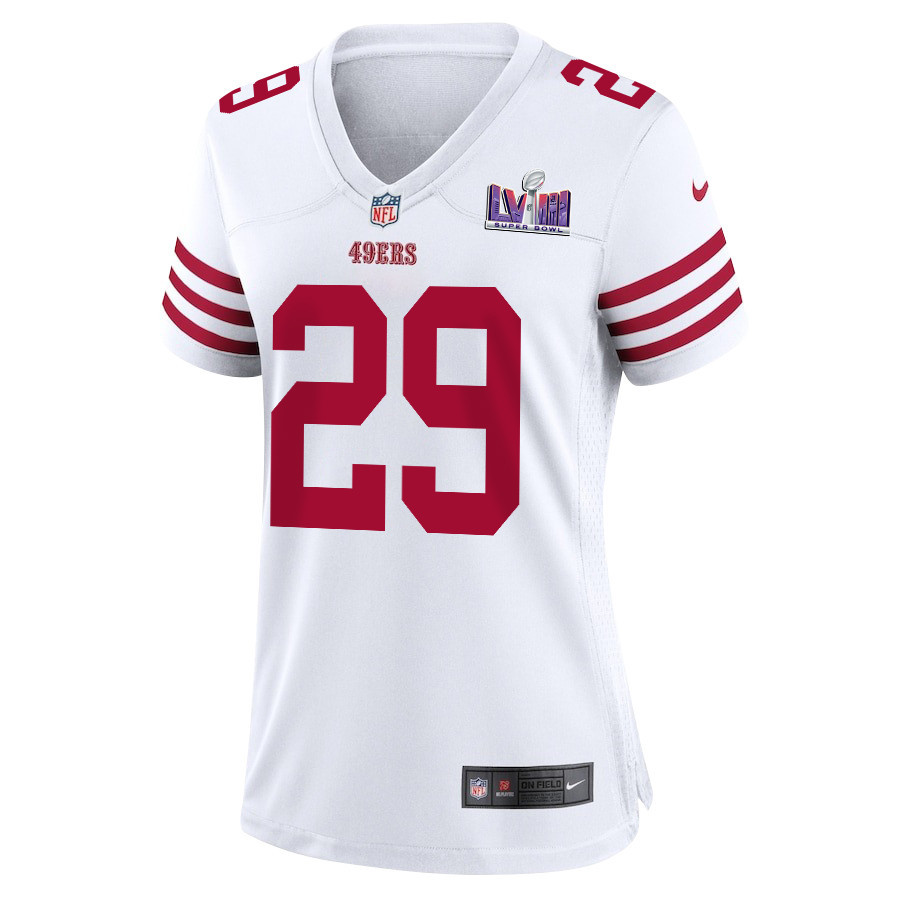 Talanoa Hufanga 29 San Francisco 49ers Super Bowl LVIII Patch Game Women Jersey - White JS9001 nicesnker - Image 2