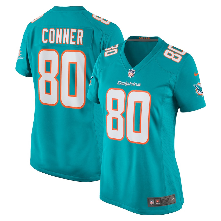 Tanner Conner 80 Miami Dolphins Women Home Game Jersey - Aqua JS4426 nicesnker