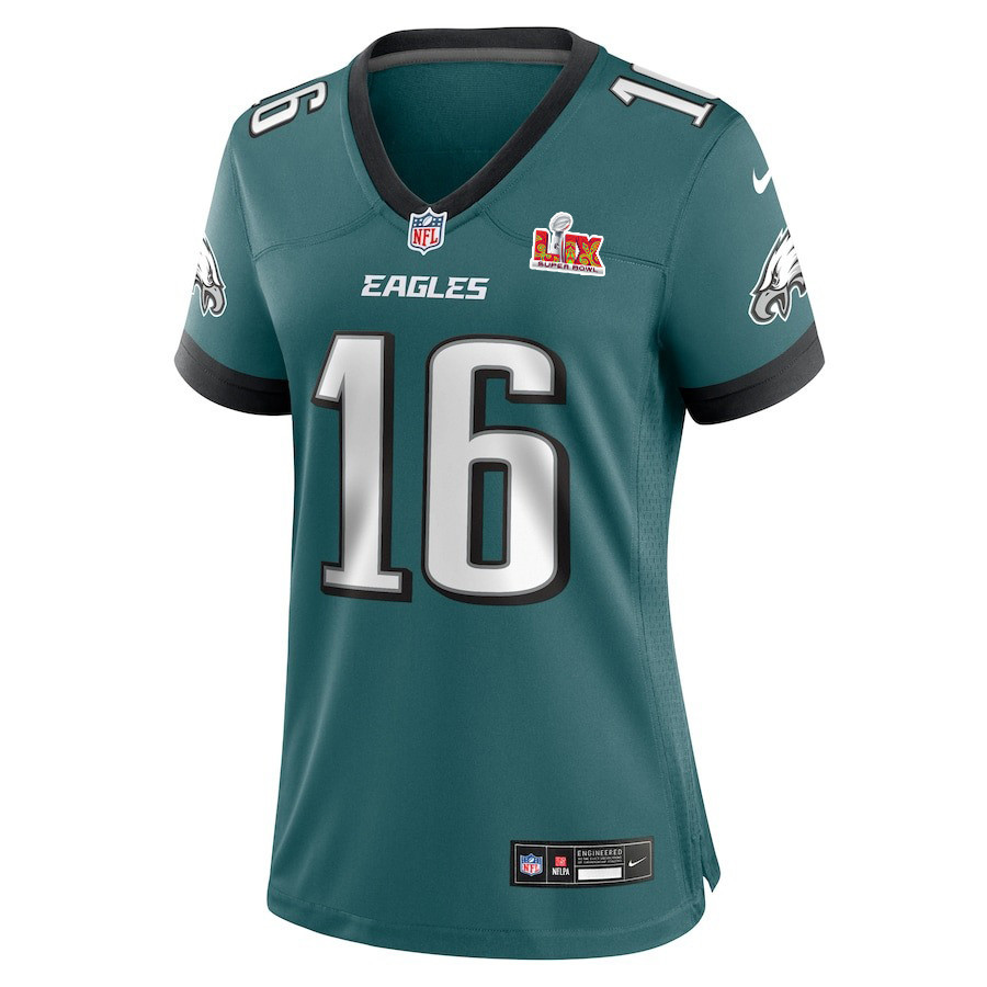 Tanner McKee #16 Philadelphia Eagles Super Bowl LIX Women's Jersey - Midnight Green JS8485 nicesnker - Image 2