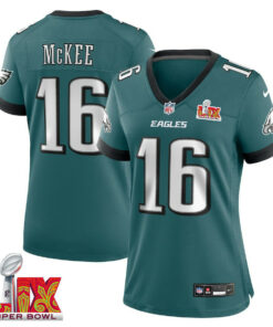 Tanner McKee #16 Philadelphia Eagles Super Bowl LIX Women's Jersey - Midnight Green JS8485 nicesnker