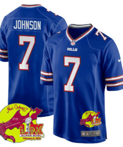 Taron Johnson 7 Buffalo Bills Super Bowl LIX New Orleans Patch Game Men Jersey - Royal JS5441 nicesnker