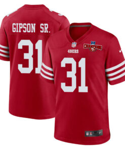 Tashaun Gipson Sr. 31 San Francisco 49ers NFC Champions Patch Game Men Jersey - Scarlet JS9633 nicesnker