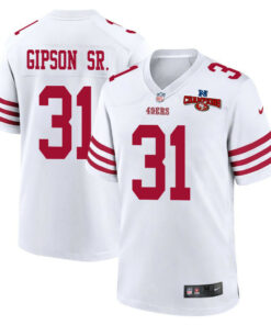 Tashaun Gipson Sr. 31 San Francisco 49ers NFC Champions Patch Game Men Jersey - White JS8985 nicesnker
