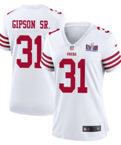 Tashaun Gipson Sr. 31 San Francisco 49ers Super Bowl LVIII Patch Game Women Jersey - White JS4695 nicesnker