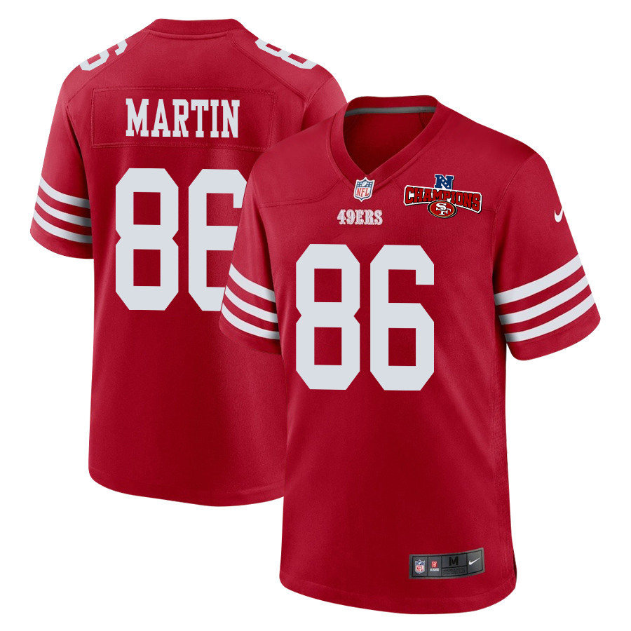 Tay Martin 86 San Francisco 49ers NFC Champions Patch Game Men Jersey - Scarlet JS5546 nicesnker