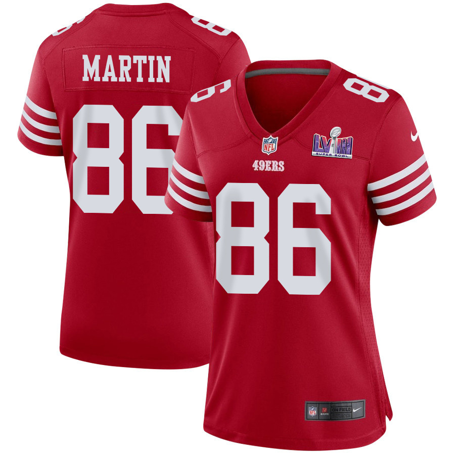 Tay Martin 86 San Francisco 49ers Super Bowl LVIII Patch Game Women Jersey - Scarlet JS9848 nicesnker