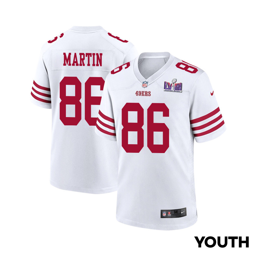 Tay Martin 86 San Francisco 49ers Super Bowl LVIII Patch Game YOUTH Jersey - White JS4689 nicesnker