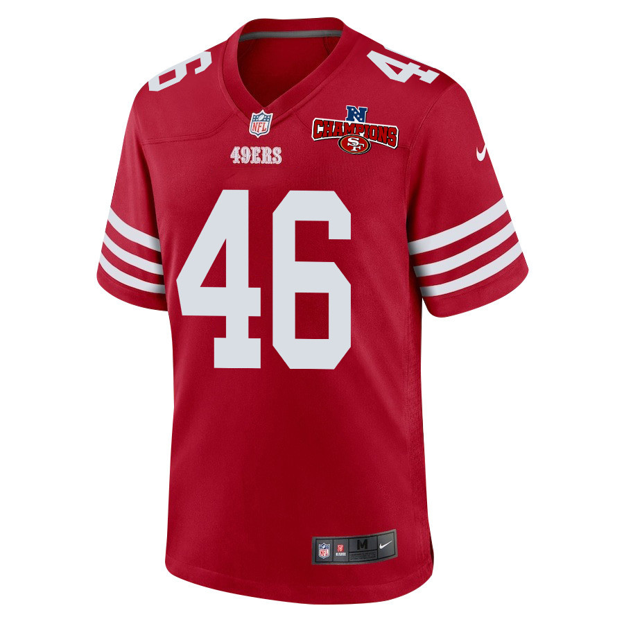 Taybor Pepper 46 San Francisco 49ers NFC Champions Patch Game Men Jersey - Scarlet JS4263 nicesnker - Image 2