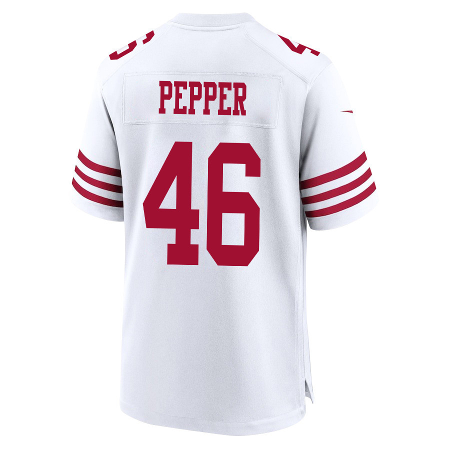 Taybor Pepper 46 San Francisco 49ers NFC Champions Patch Game Men Jersey - White JS4387 nicesnker - Image 3